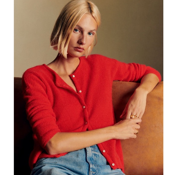 Sezane Sweaters - Sezane Gaspard Cardigan Sweater in Red